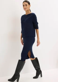 Femme bonprix Robes|Robe en maille et gilet sans manches (ens. 2 pces)