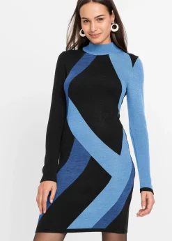 bonprix Robe en maille jacquard à rayures modernes|Femme Maille|Robes