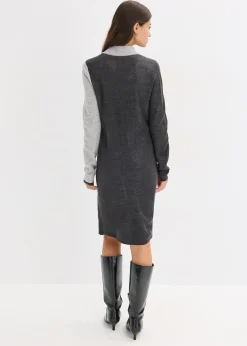 Femme bonprix Maille|Robes|Robe en maille jacquard à rayures modernes