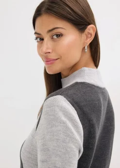 Femme bonprix Maille|Robes|Robe en maille jacquard à rayures modernes