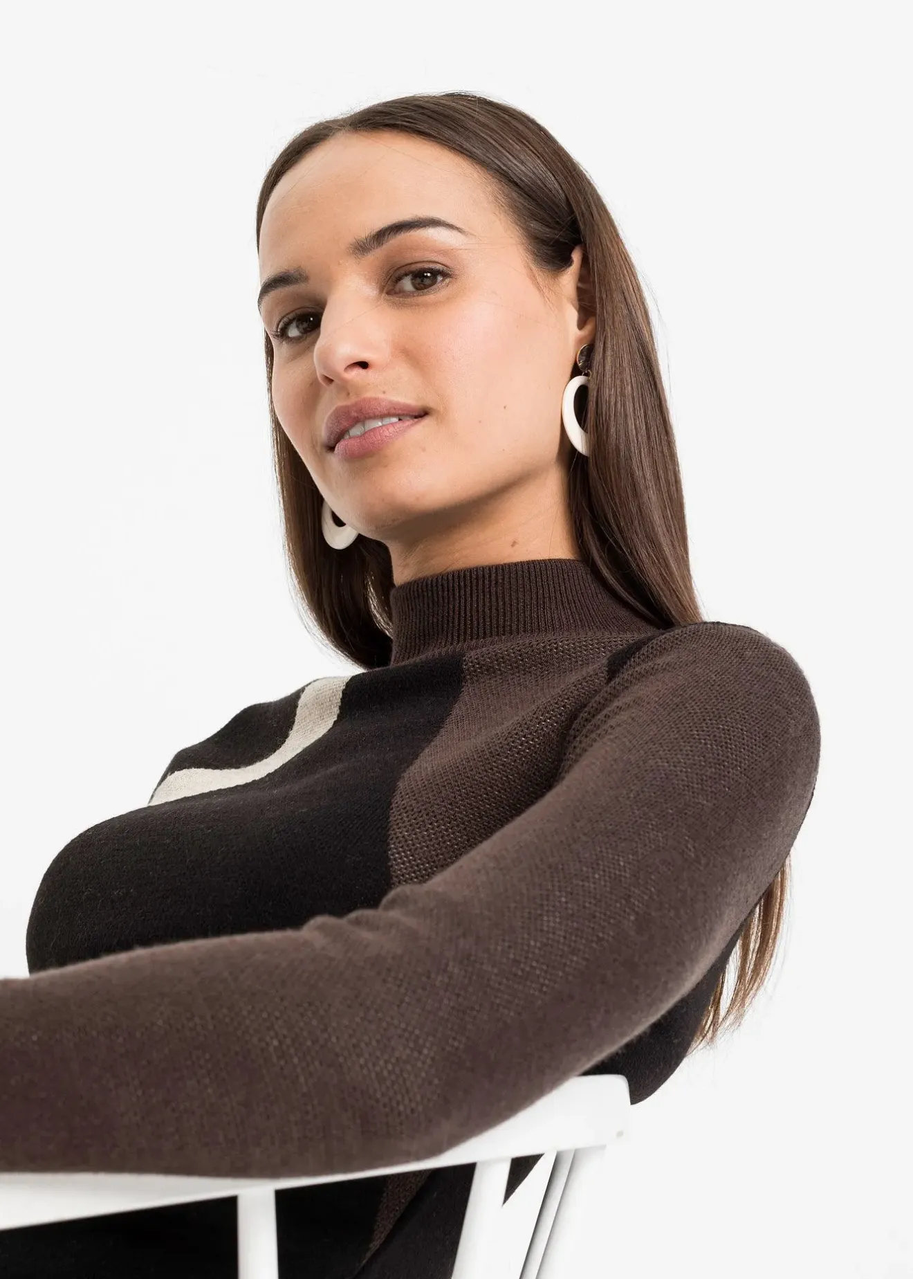 Femme bonprix Maille|Robes|Robe en maille jacquard à rayures modernes