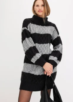 Femme bonprix Maille|Robes|Robe en maille rayée