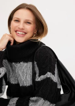 Femme bonprix Maille|Robes|Robe en maille rayée