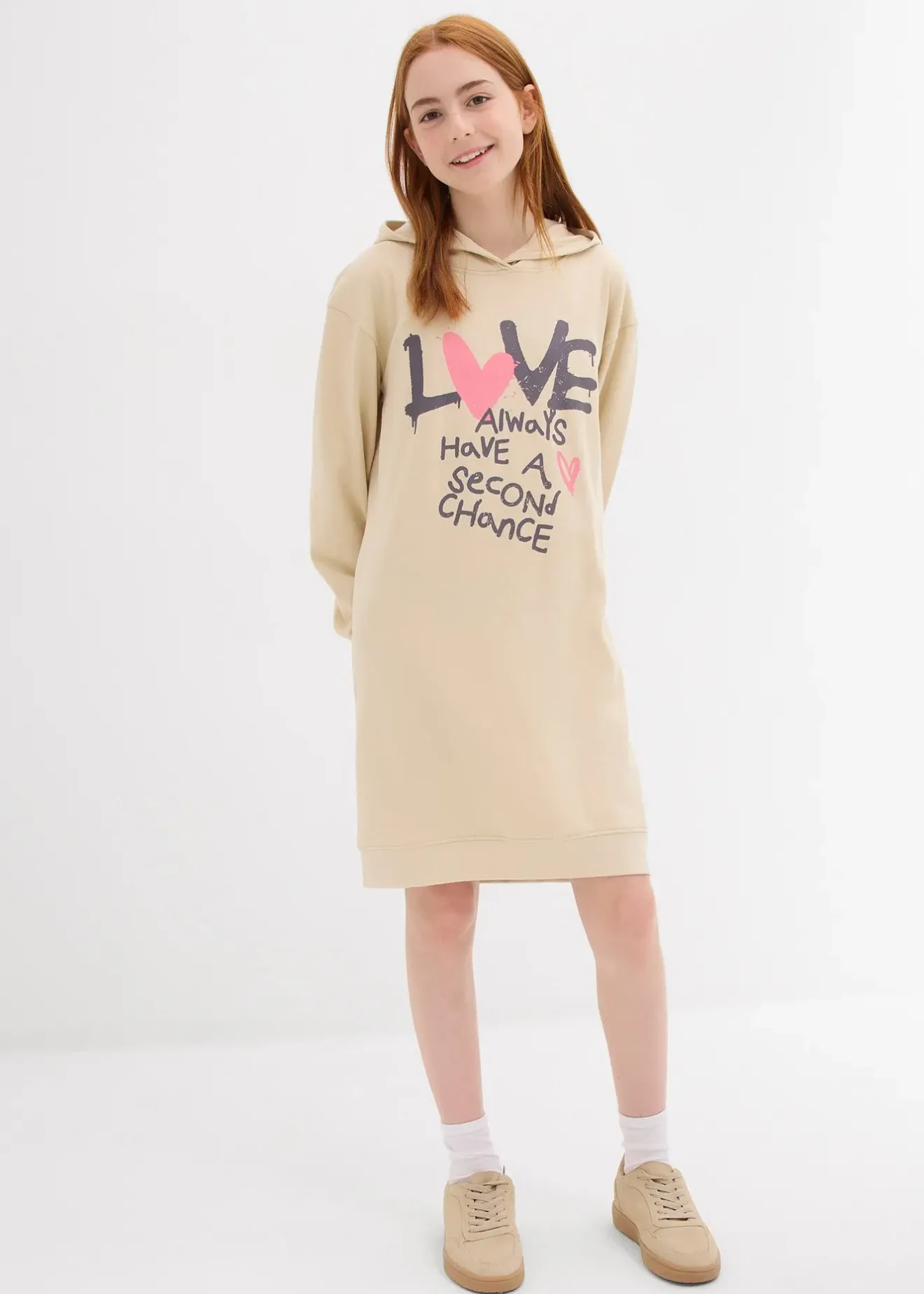 Enfant bonprix Vêtements Enfant|Filles 9-16 Ans·Robes & Combinaisons|Robe en molleton à capuche 100% coton