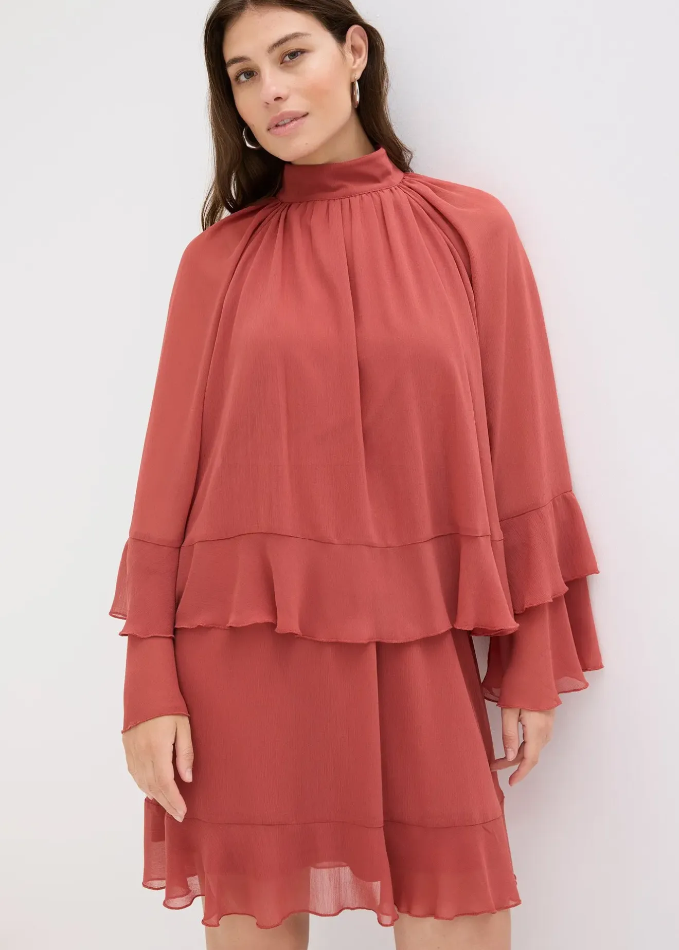 bonprix Robe en mousseline à volants|Femme Robes