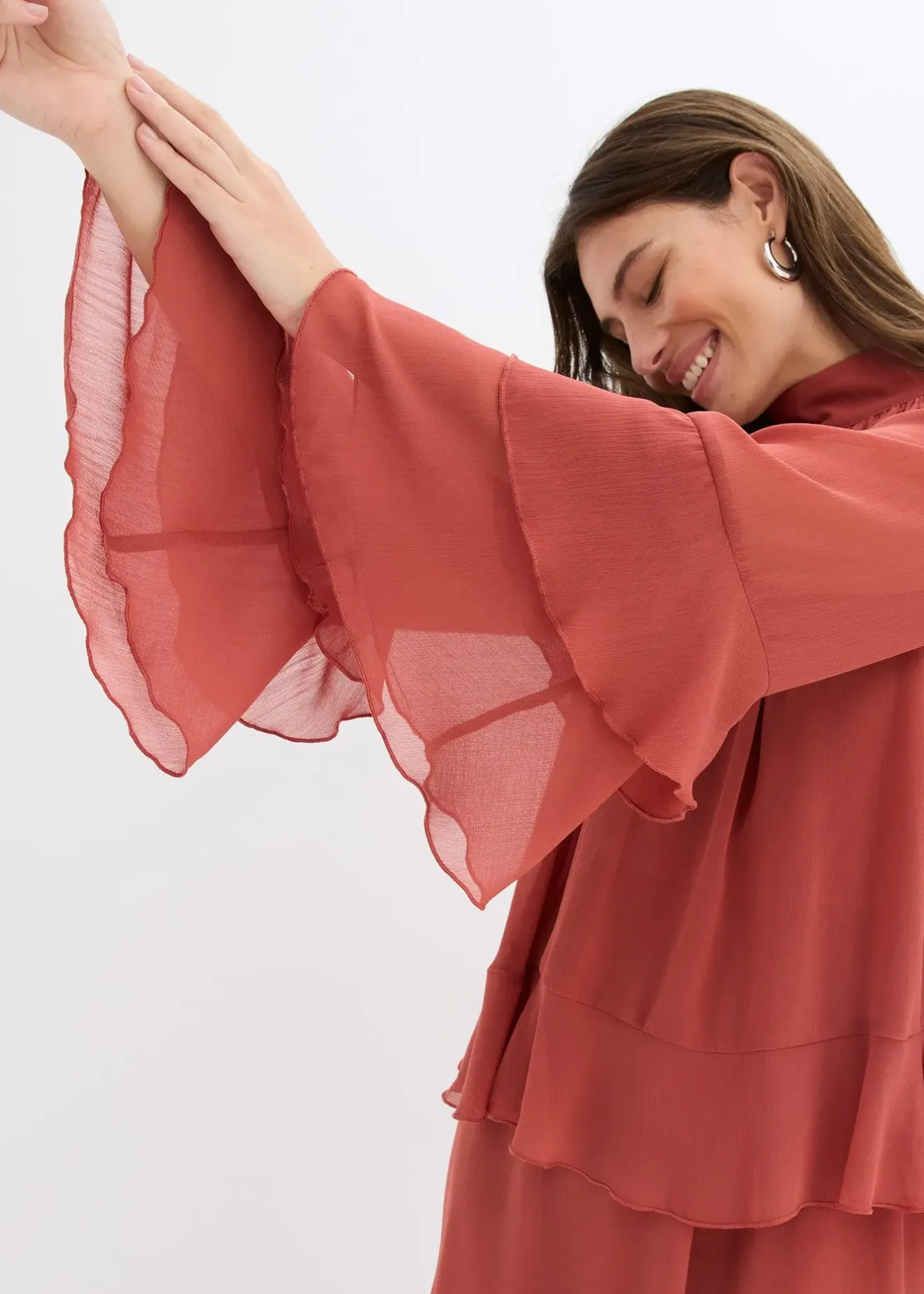 bonprix Robe en mousseline à volants|Femme Robes