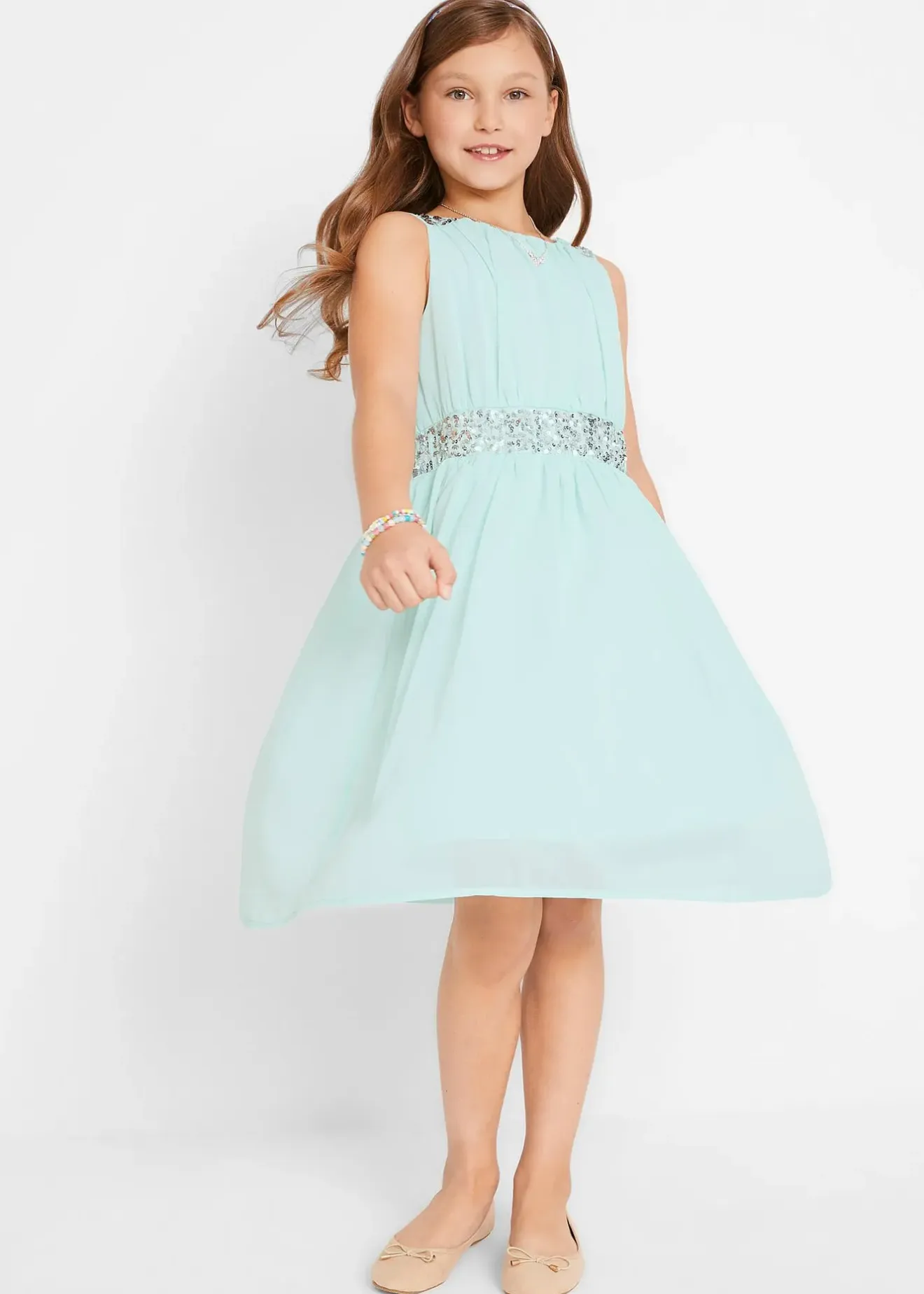 Enfant bonprix Vêtements Enfant|Filles 9-16 Ans·Robes & Combinaisons|Robe en mousseline avec ceinture ornée de sequins