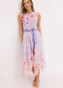 bonprix Robe en mousseline avec ceinture à nouer et jupe à pans|Femme Mode Festive|Robes