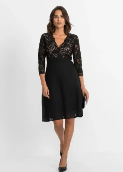 bonprix Robe en mousseline avec dentelle|Femme Mode Festive|Robes