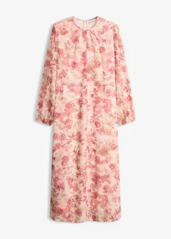 Femme bonprix Robes|Robe en mousseline avec lien à nouer (ens. 2 pces)