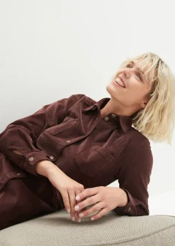 Femme bonprix Robes|Robe en velours côtelé extensible