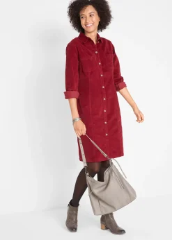 bonprix Robe en velours côtelé extensible|Femme Robes