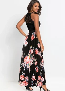 Femme bonprix Robes|Robe longue à imprimé floral et dentelle
