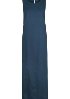 bonprix Robe longue avec lin majoritaire, motif ajouré au décolleté et fentes latérales|Femme Robes