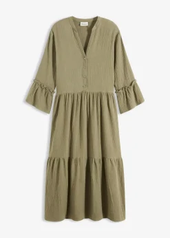 bonprix Robe longue en gaze de coton douce|Femme Tailles Petite