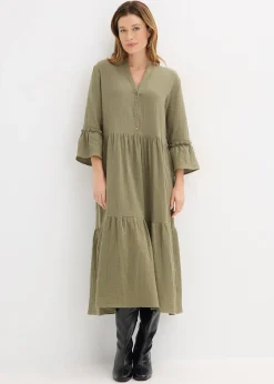 bonprix Robe longue en gaze de coton douce|Femme Tailles Petite