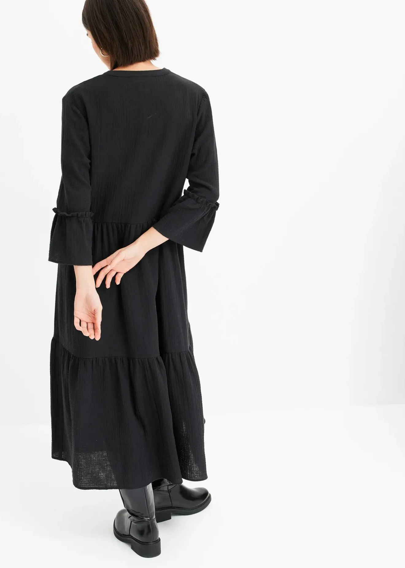 Femme bonprix Robes|Tailles Petite|Robe longue en gaze de coton douce