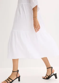 bonprix Robe longue en gaze de coton douce|Femme Tailles Petite