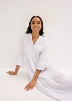 bonprix Robe longue en gaze de coton douce|Femme Tailles Petite