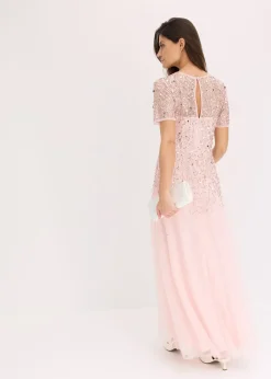 bonprix Robe longue en tulle avec sequins brodés|Femme Tailles Petite|Mode Festive