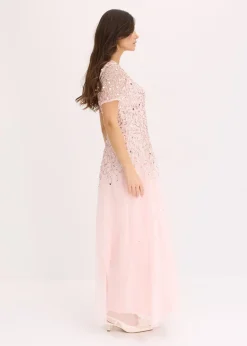 bonprix Robe longue en tulle avec sequins brodés|Femme Tailles Petite|Mode Festive