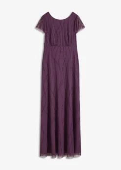 bonprix Robe longue en tulle délicat avec perles brodées|Femme Tailles Petite|Mode Festive