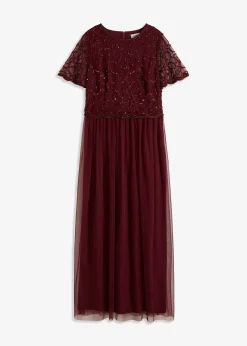 bonprix Robe longue en tulle fin avec sequins brodés|Femme Mode Festive|Robes
