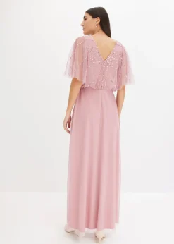 bonprix Robe longue en tulle fin avec sequins brodés|Femme Mode Festive|Robes