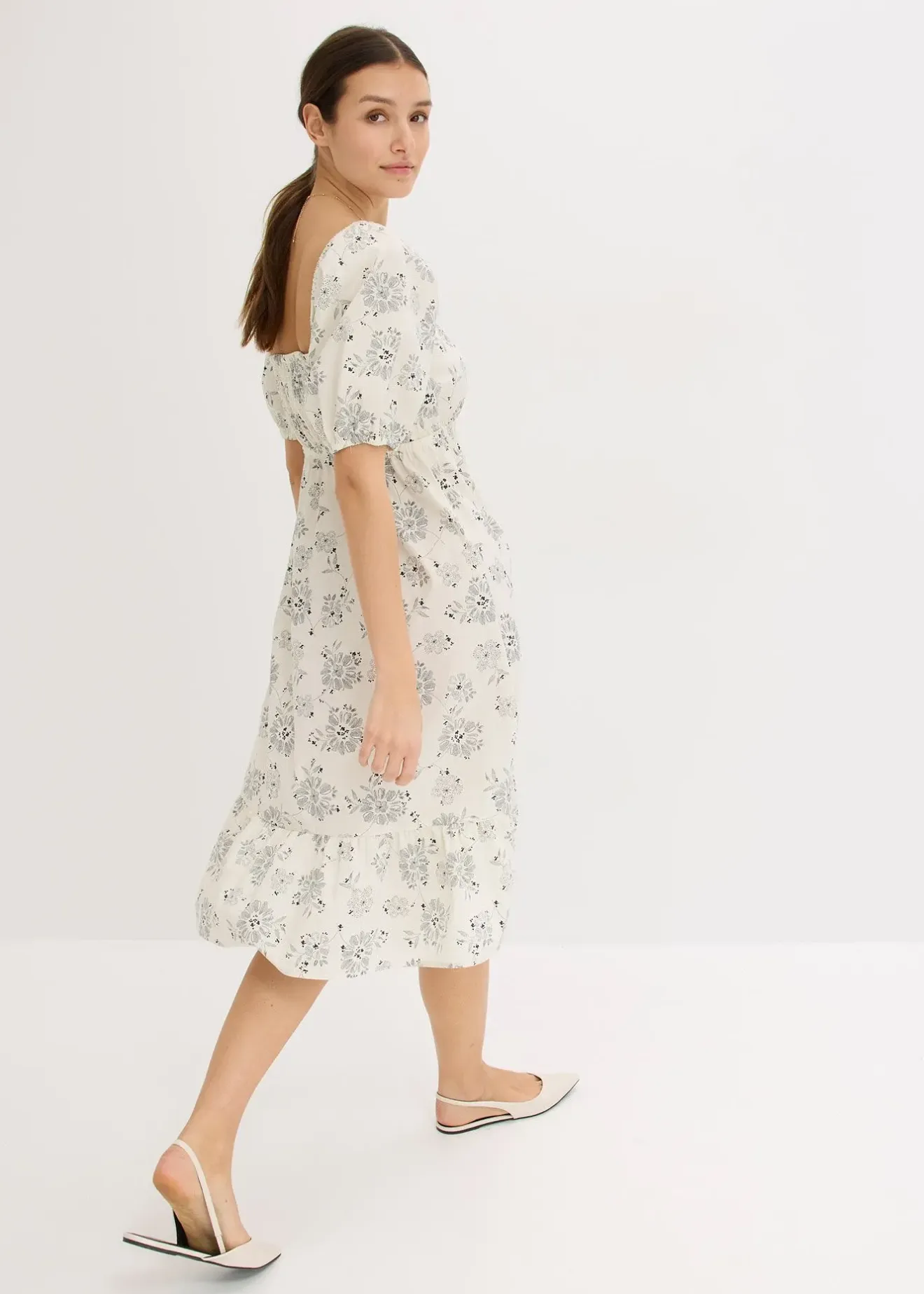 bonprix Robe midi à manches bouffantes|Femme Robes