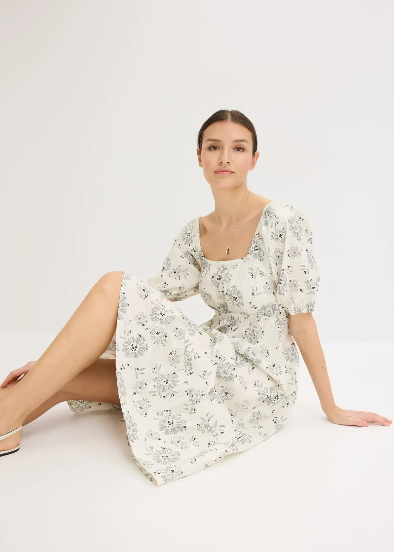 bonprix Robe midi à manches bouffantes|Femme Robes