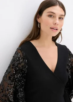 Femme bonprix Mode Festive|Robes|Robe midi à sequins brodés sur les manches