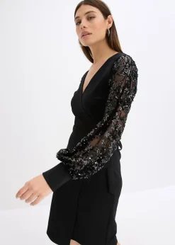 Femme bonprix Mode Festive|Robes|Robe midi à sequins brodés sur les manches