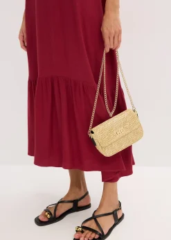 Femme bonprix Robes|Robe midi avec volants en crêpe texturé