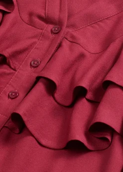 Femme bonprix Robes|Robe midi avec volants en crêpe texturé