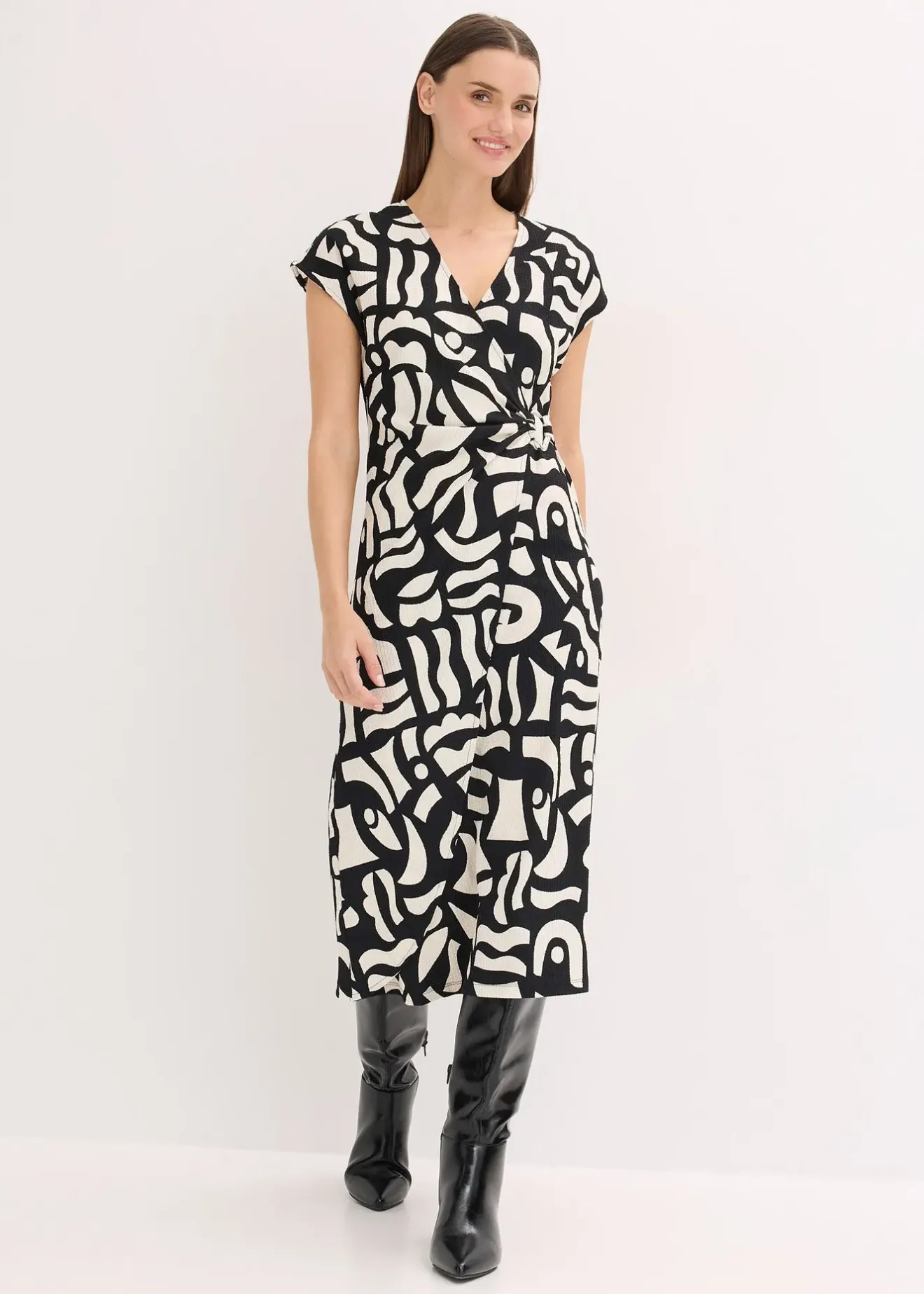 Femme bonprix Tailles Petite|Robes|Robe midi en jersey texturé