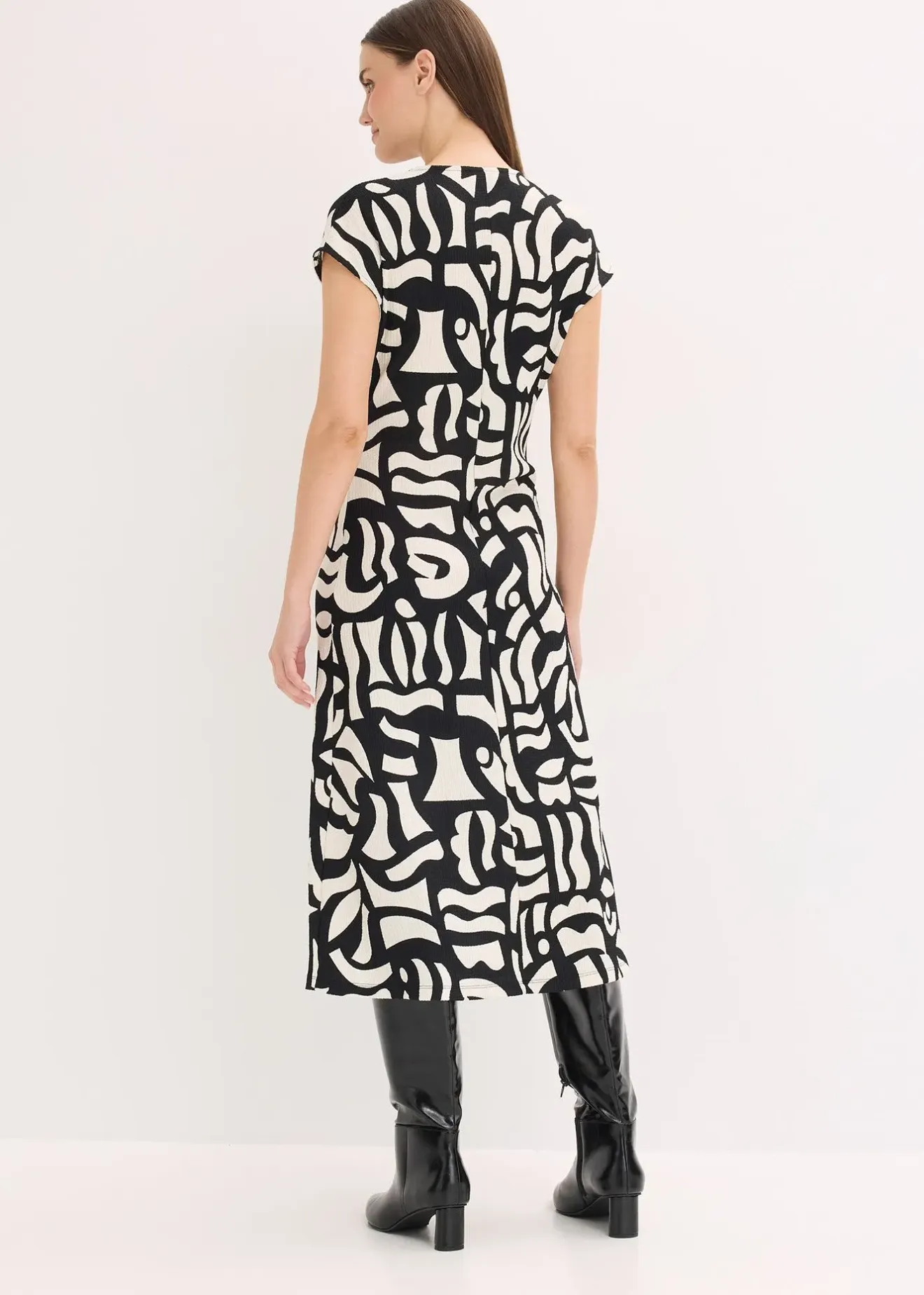 Femme bonprix Tailles Petite|Robes|Robe midi en jersey texturé