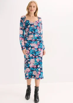 bonprix Robe midi en mesh près du corps|Femme Robes