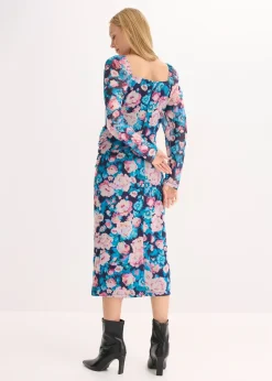 bonprix Robe midi en mesh près du corps|Femme Robes