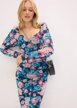 bonprix Robe midi en mesh près du corps|Femme Robes