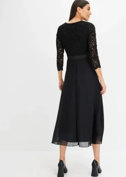 bonprix Robe midi en mousseline légère avec haut en dentelle|Femme Mode Festive|Robes