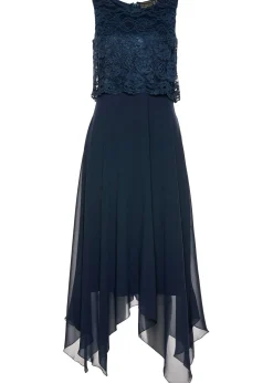 bonprix Robe premium en crêpe avec dentelle|Femme Mode Festive|Robes