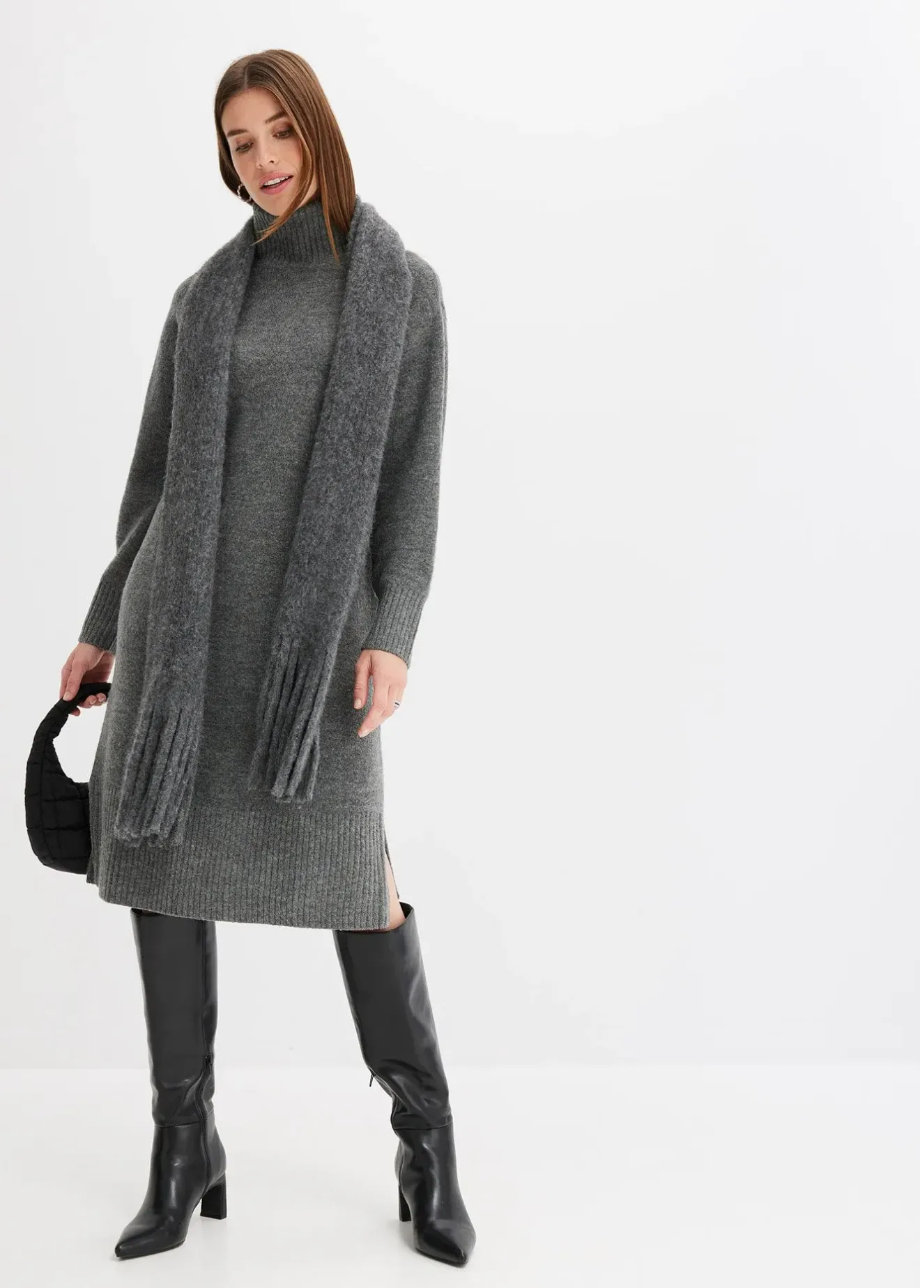 bonprix Robe pull fendue sur le côté|Femme Maille|Robes