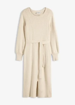 Femme bonprix Maille|Robes|Robe pull fluide et côtelée en viscose majoritaire