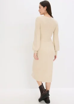 Femme bonprix Maille|Robes|Robe pull fluide et côtelée en viscose majoritaire