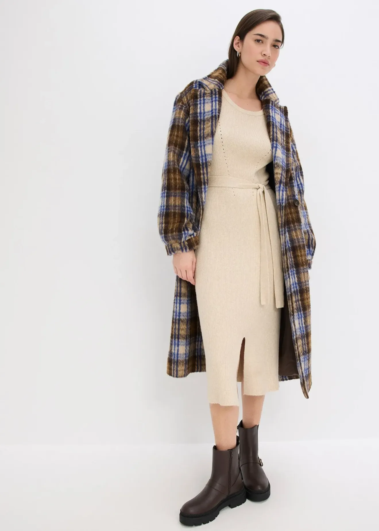 Femme bonprix Maille|Robes|Robe pull fluide et côtelée en viscose majoritaire