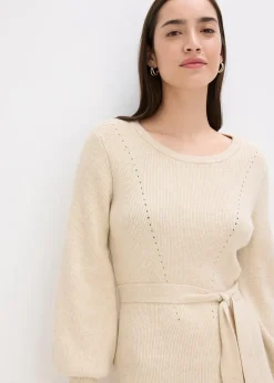 Femme bonprix Maille|Robes|Robe pull fluide et côtelée en viscose majoritaire
