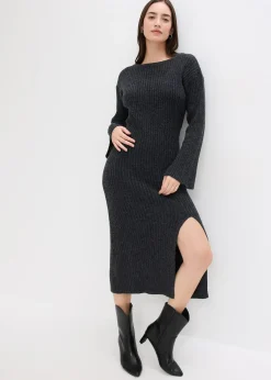 bonprix Robe pull longue avec fente|Femme Maille|Robes