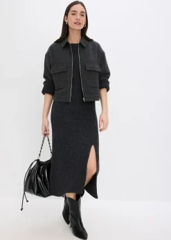 bonprix Robe pull longue avec fente|Femme Maille|Robes