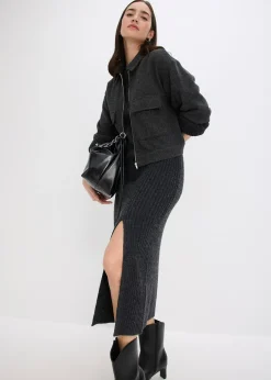 bonprix Robe pull longue avec fente|Femme Maille|Robes