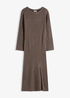 Femme bonprix Maille|Robes|Robe pull longue avec fente